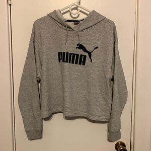 Puma EUC gray cropped hooded sweatshirt Size L